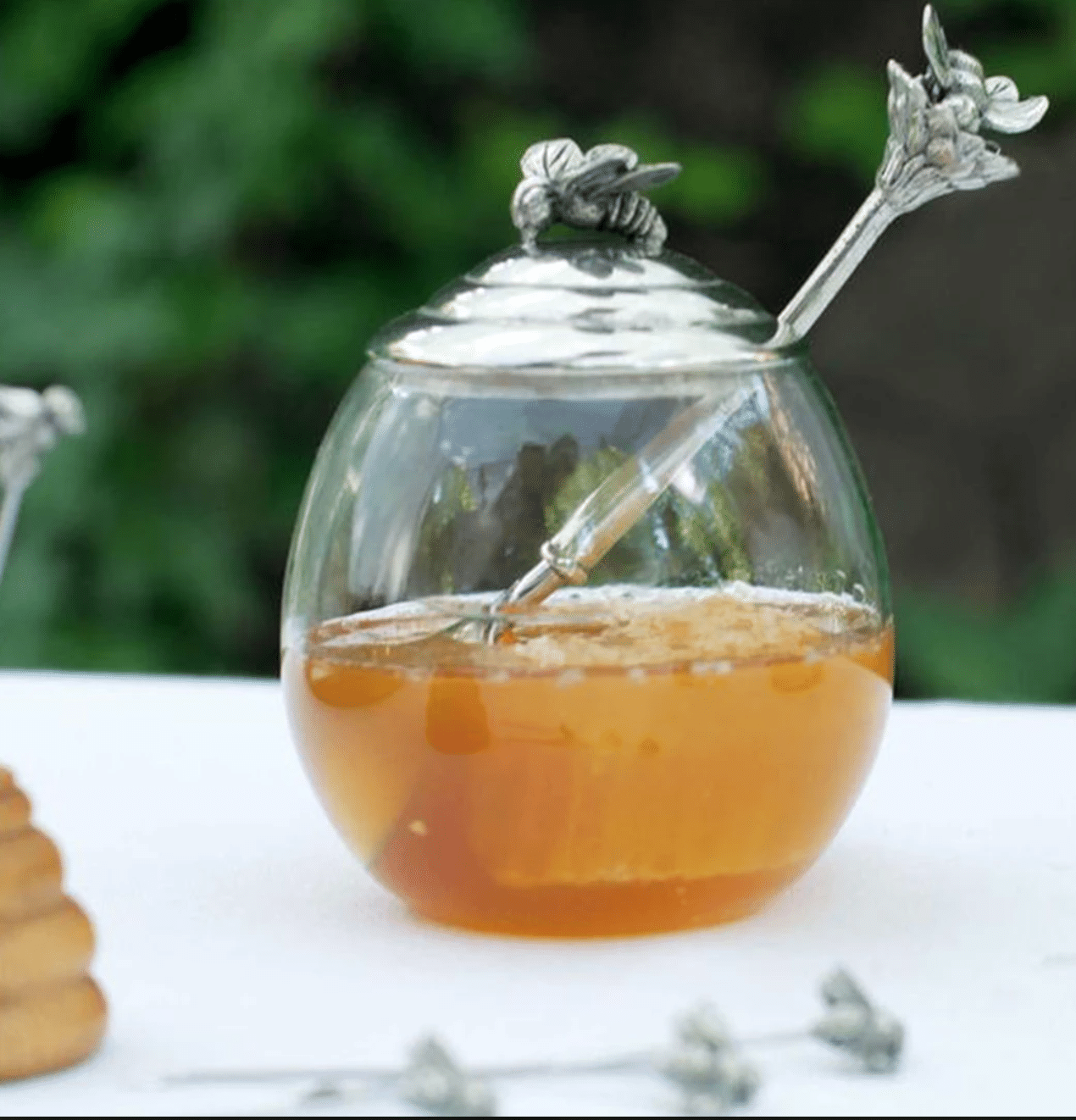 Bee Glass Honey Pot with Spoon-shop