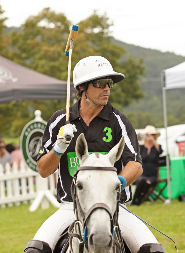 Nacho Figueras playing polo at Great Meadow in Virginia astride polo pony
