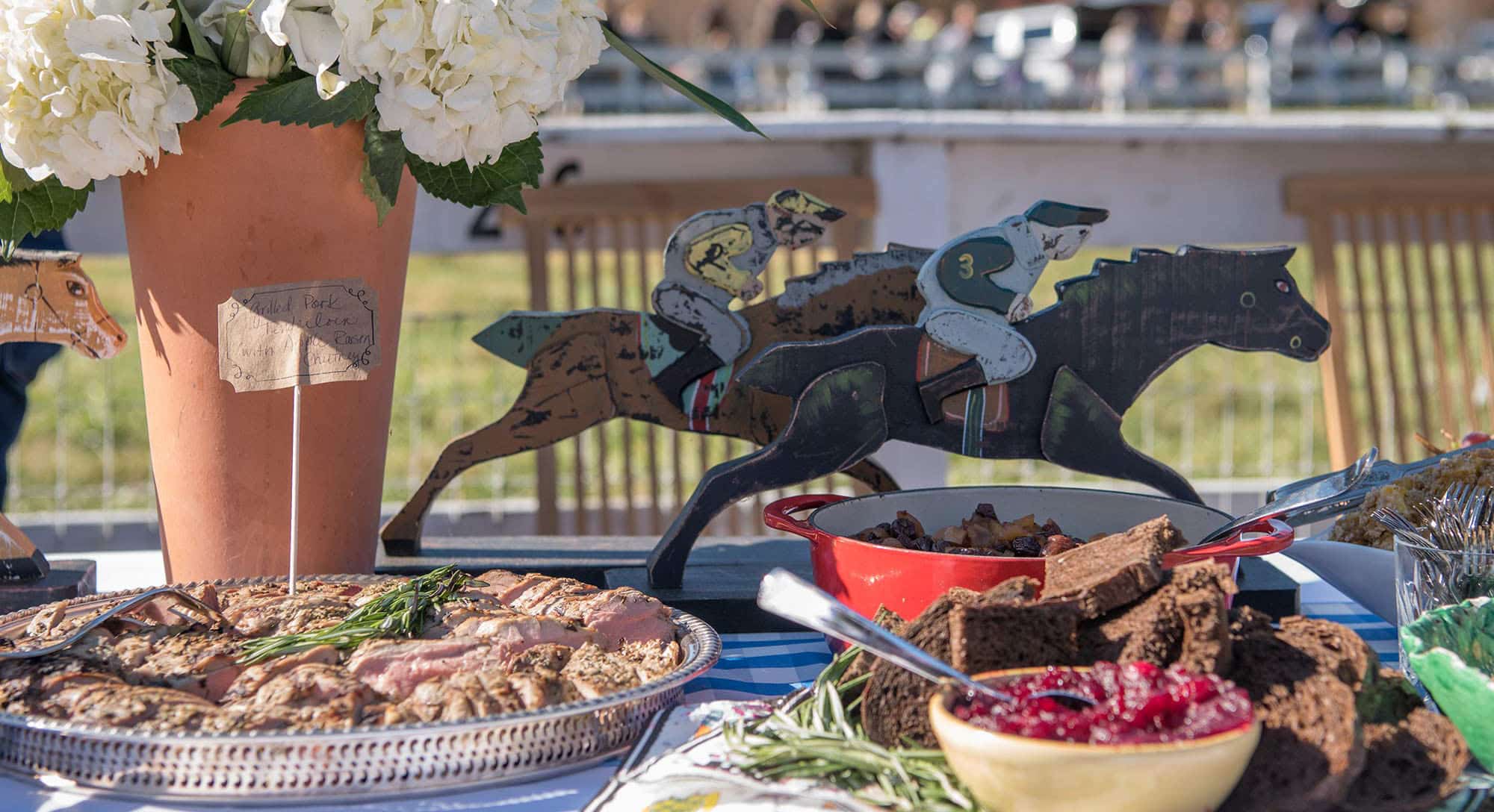 Equestrian decor and food at Montpelier Hunt Races tailgate, Image by © R.L. Johnson for Wine & Country Life