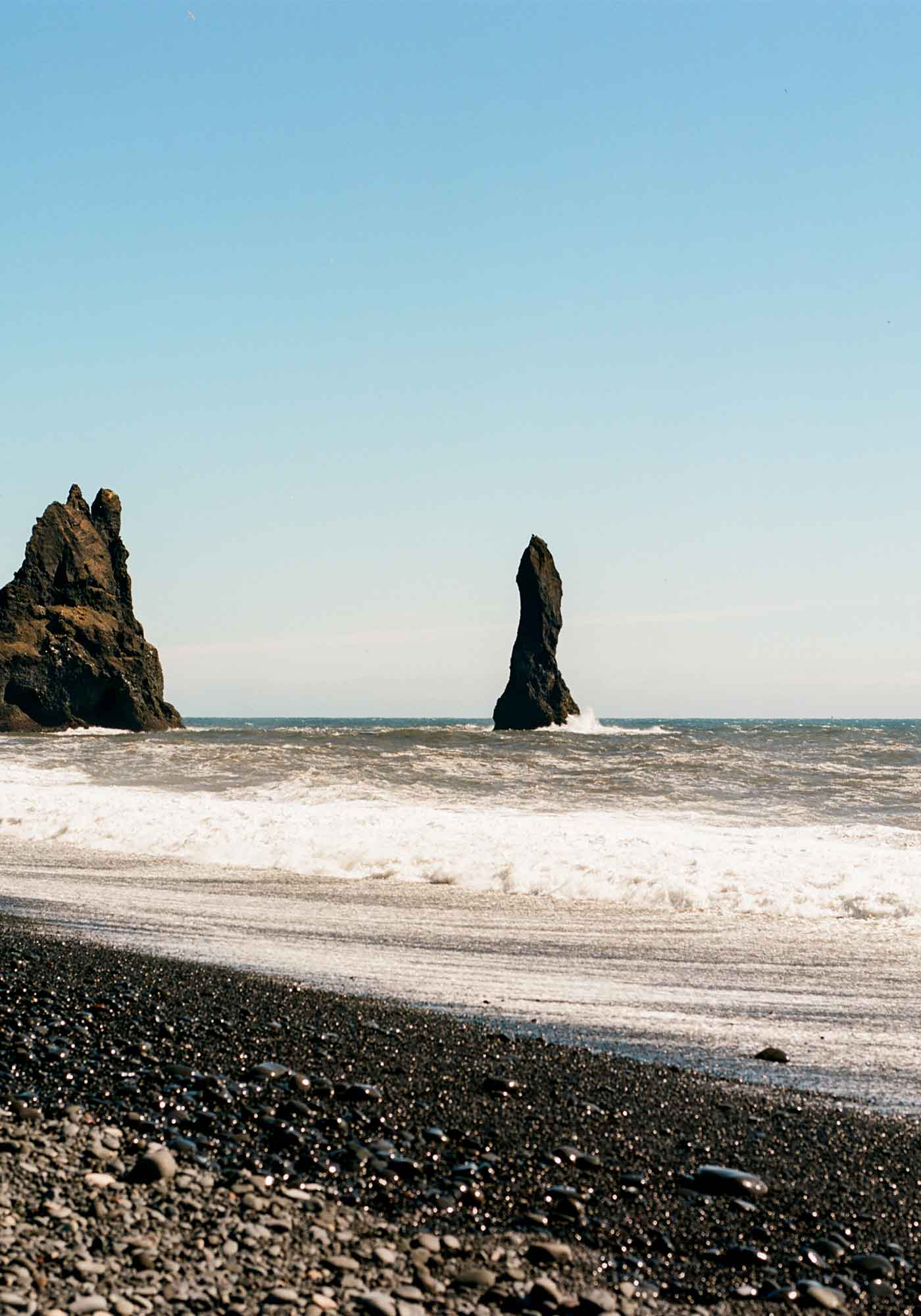 Beach with Black Sand in Ektar Iceland