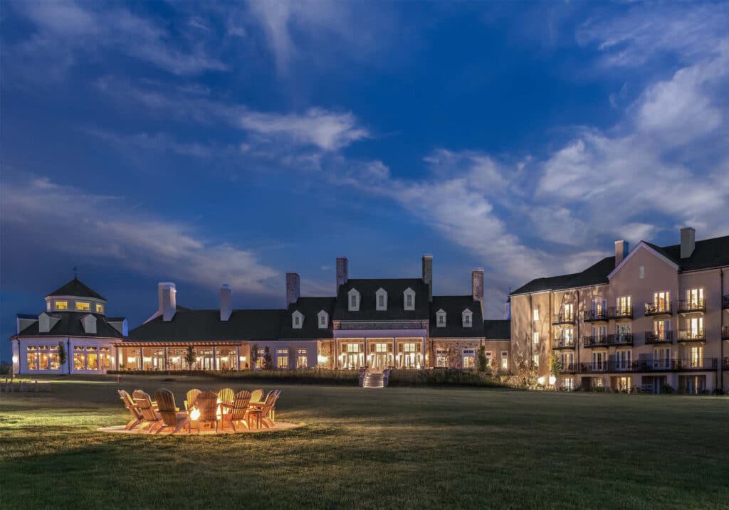 Evening and the Grand Lawn firepit at the Salamander Resort & Spa in Middleburg, Va