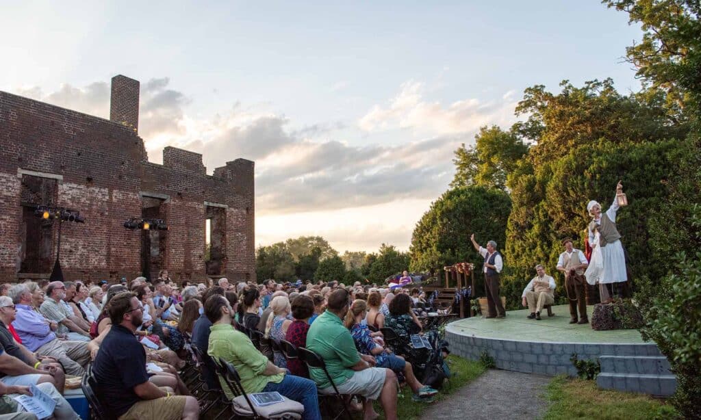 Shakespeare at the Ruins theatre performed outdoors at the Barboursville Vineyards in Virginia Wine Country.