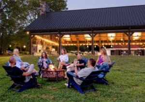 Photo of a gathering on the lawn at Cana Vineyards