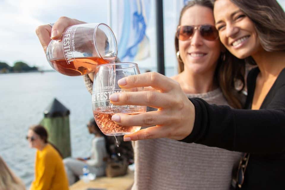 Two women enjoying rosé