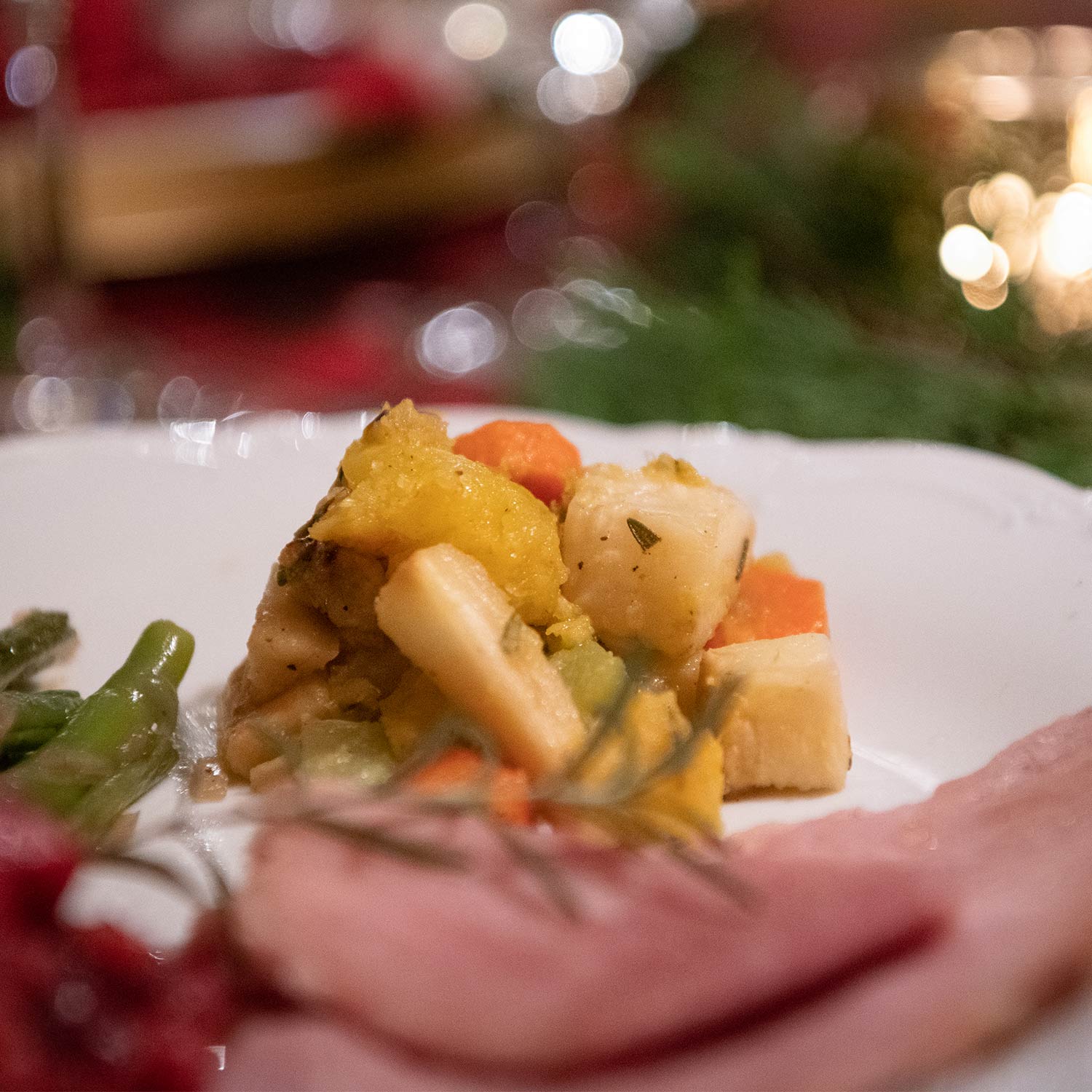 christmas ham dinner plate