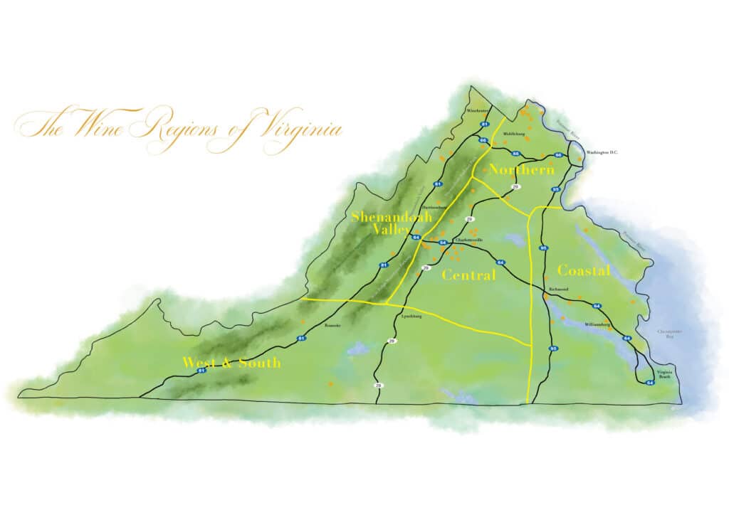 virginia gold wine trails route map