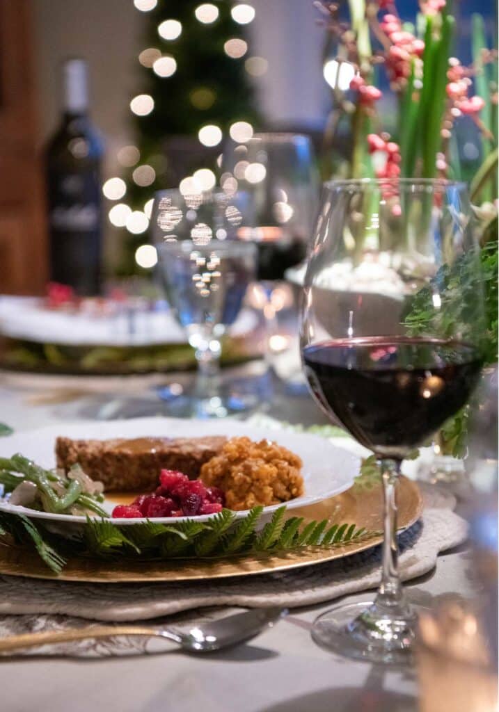 holiday vegan dinner wine food