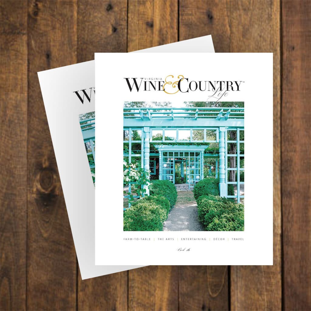 The luxury print book, Virginia Wine & Country Life, Cover, Book 16, featuring garden of Anne Spencer Home Museum