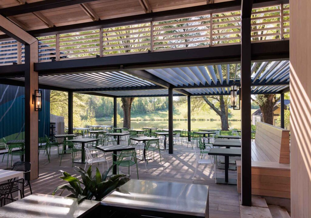 Outdoor Terrace at Oakencroft Vineyards. A new Virginia WInery 2023. Near Charlottesville VA and convenient to UVa. Organic and sustainable.