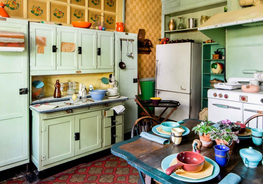 Vintage appliances and dishware in Poet Anne Spencer's kitchen-Anne Spencer Home & Garden Museum.
