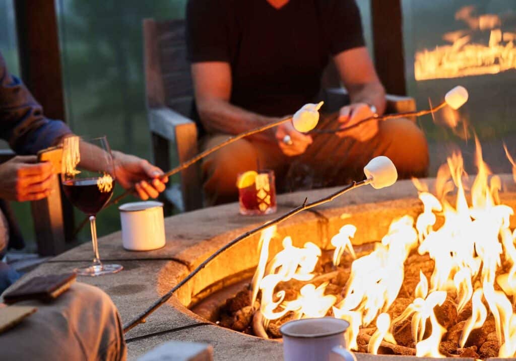 roasting marshmallows over a fire at Primland resort