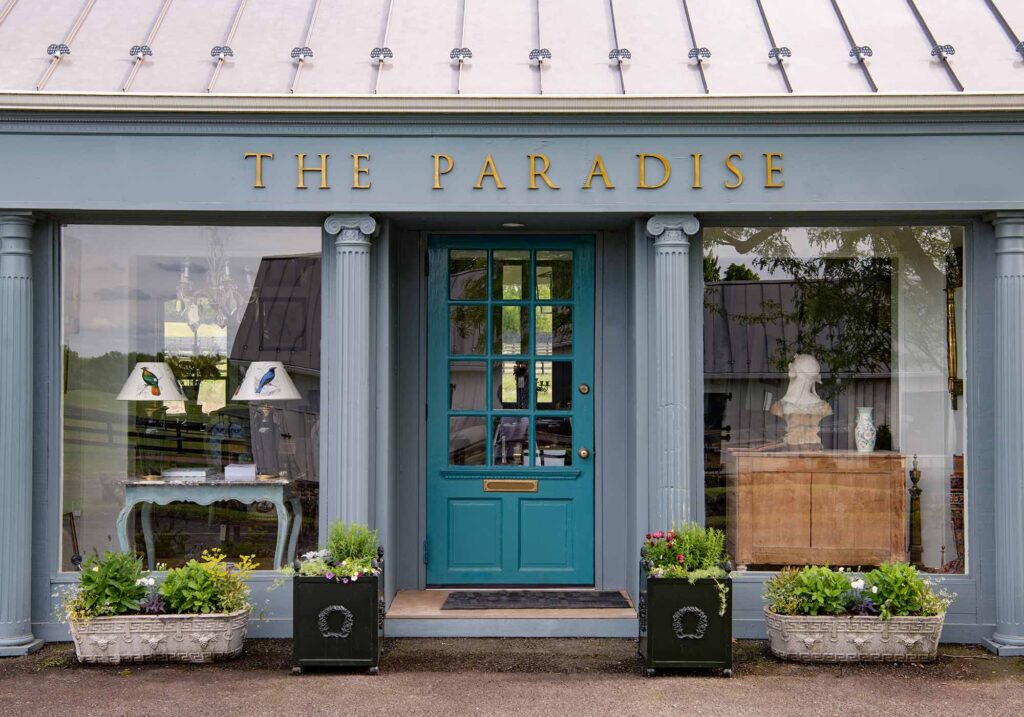 Exterior shot of the The Paradise Antiques in Middleburg, Virginia
