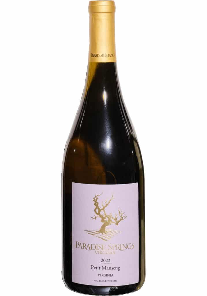 Bottle of Paradise Springs 2022 Petit Manseng - 2024 Governor's Cup Case