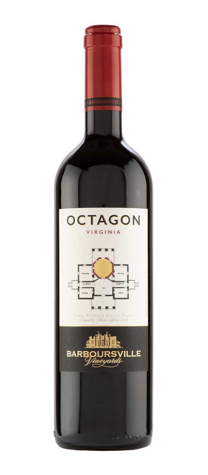 Bottle of Barboursville Vineyards 2020 Octagon, Gold Medal, Virginia Governor's Cup Wine Competition.