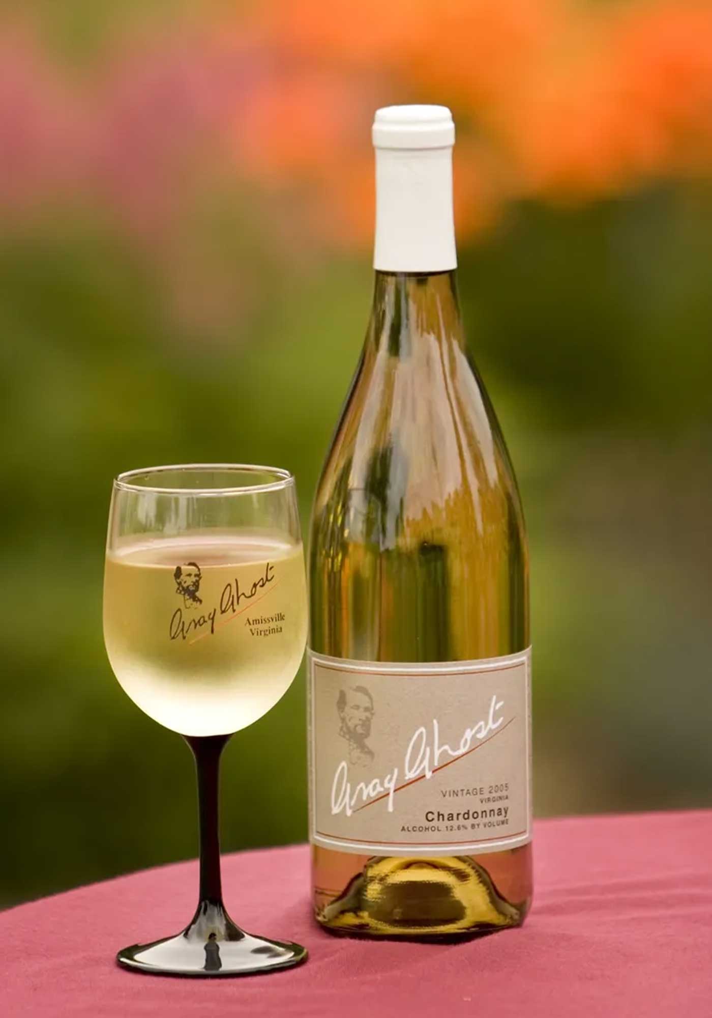 wine bottle from Gray Ghost vineyards