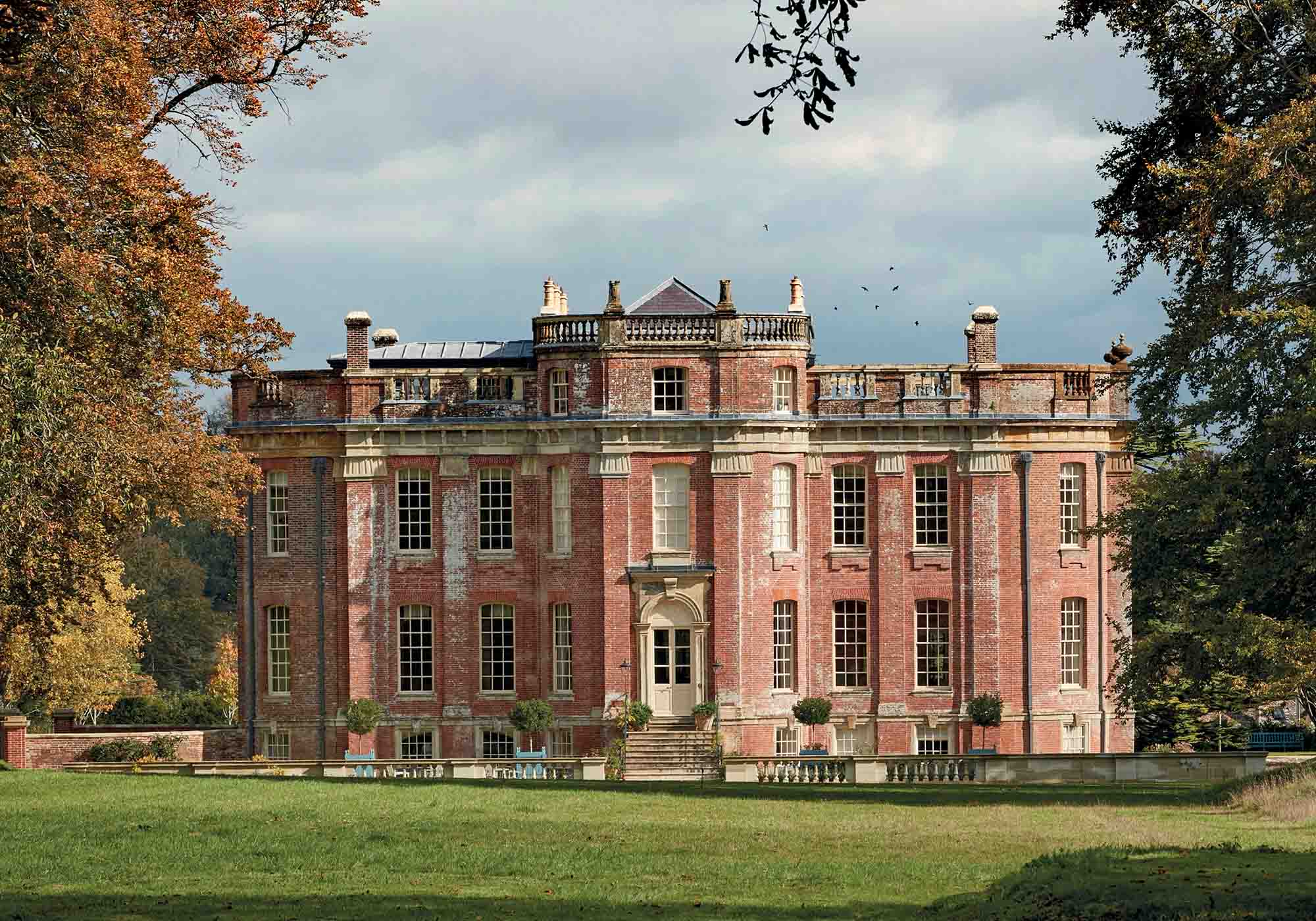 Traditional English manor exterior blending historic design and modern living