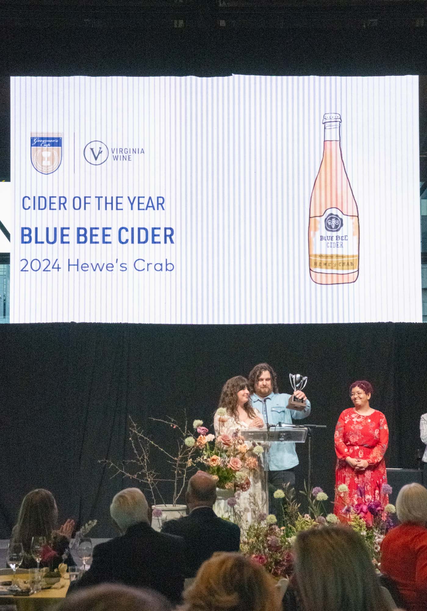 Blue Bee Cider accepts the 2026 Award for Cider of the Year at the Virginia Governor's Cup