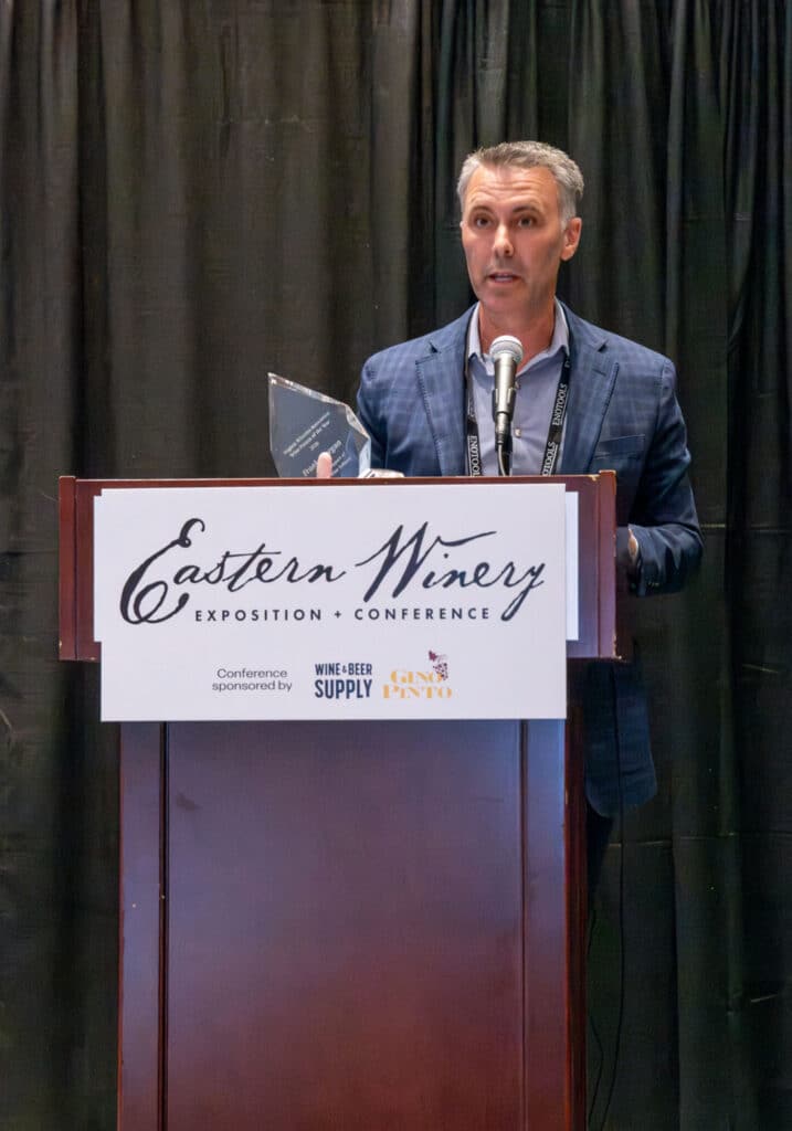 Virginia wine expert Frank Morgan receiving award at the 2026 Eastern Winery Exposition in Richmond