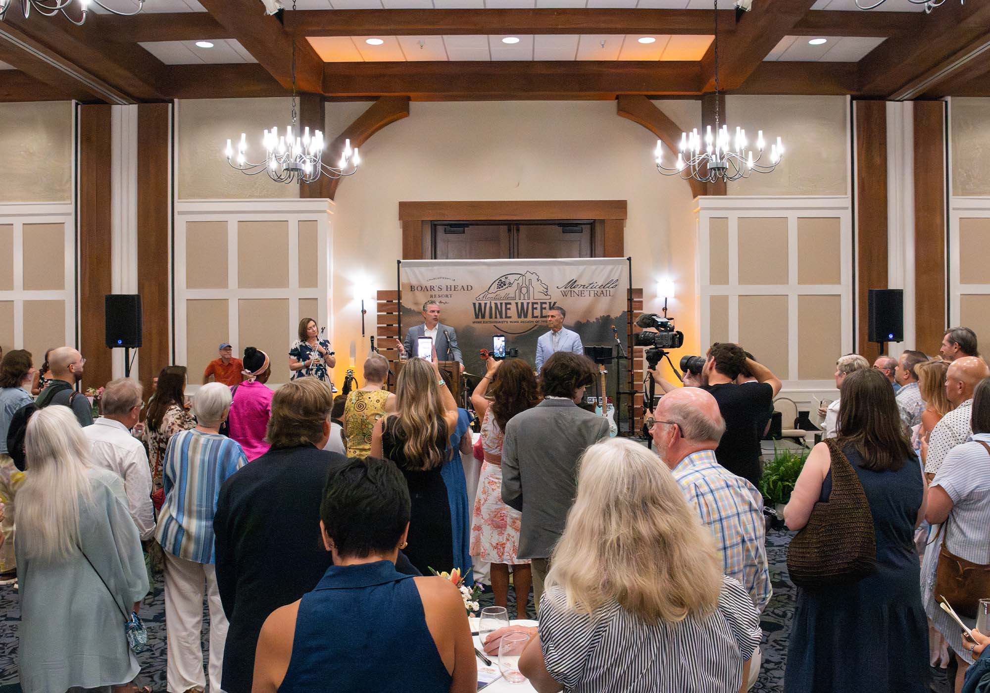 Guests sample award-winning Virginia wines during the 2026 Monticello Cup Grand Tasting at Boar's Head Resort in Charlottesville.