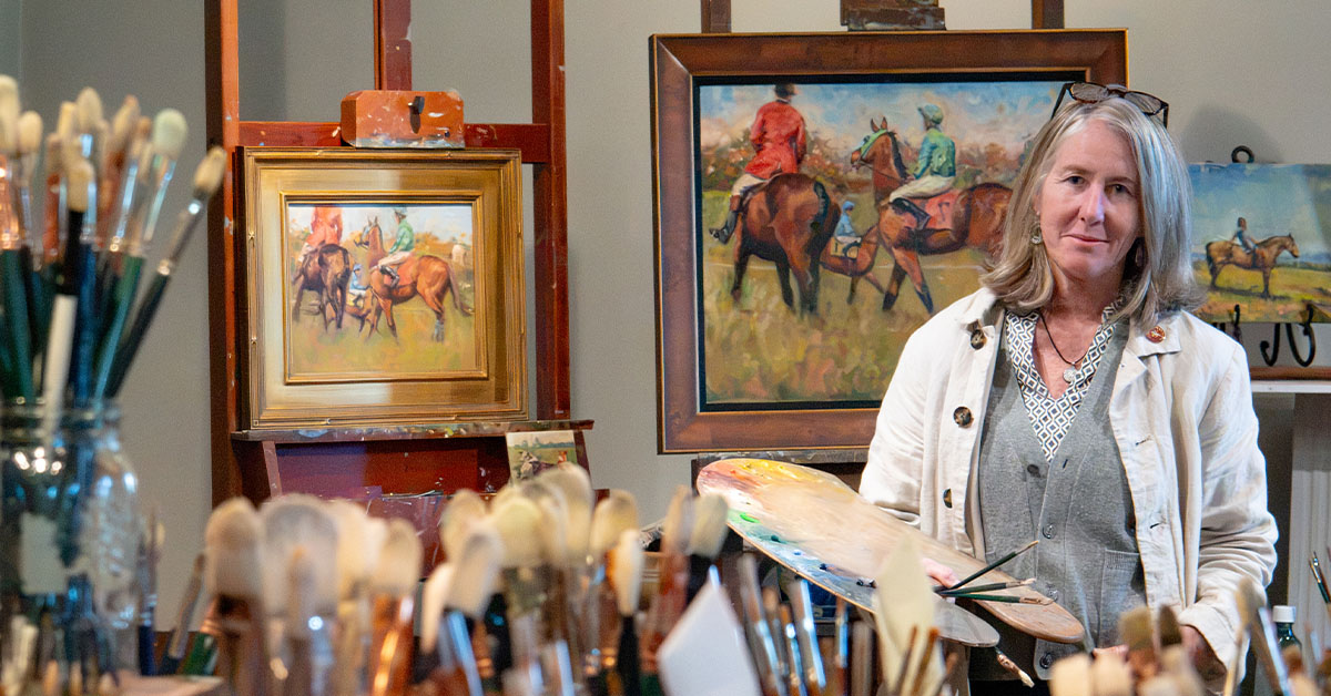 Portrait of Virginia artist Kelly Wilkinson Coffin in her art studio