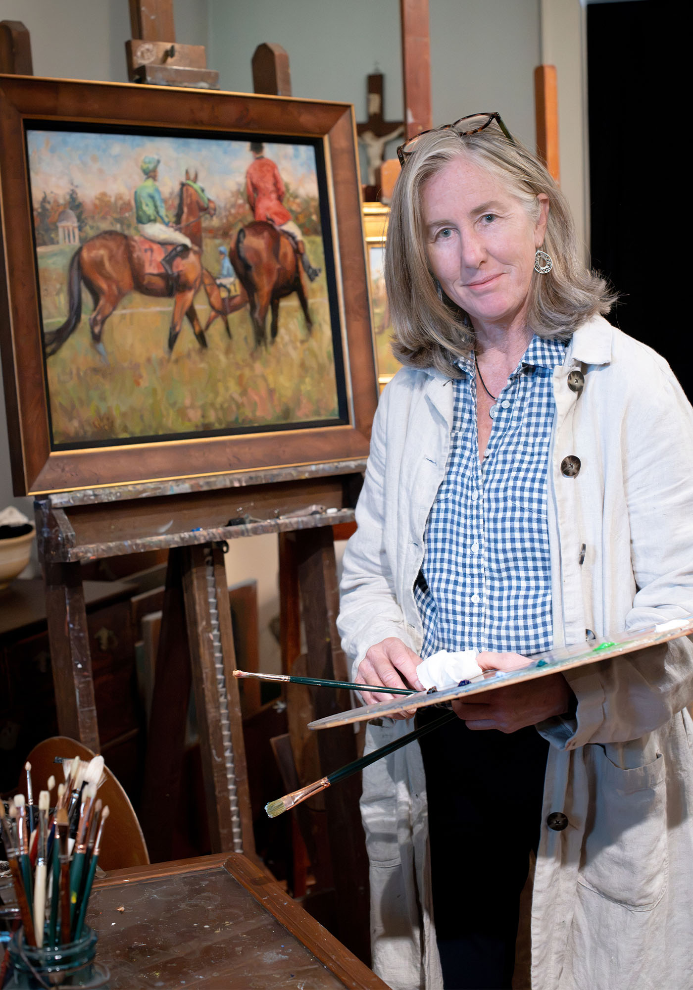Portrait of Virginia artist Kelly Wilkinson Coffin in her art studio.