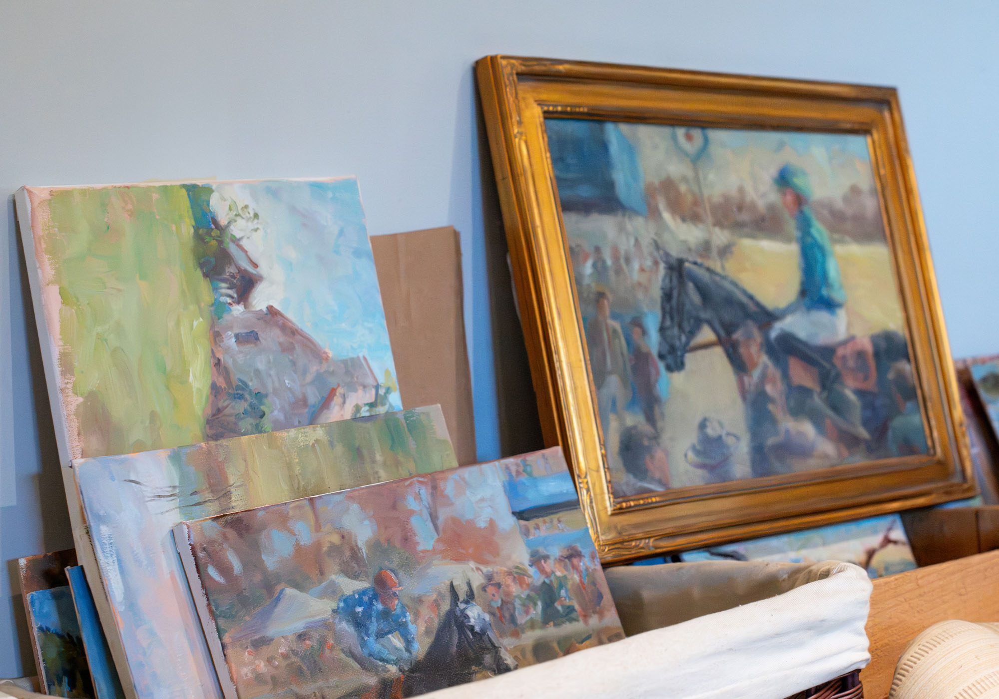 Framed Oil Canvases and Equestrian Paintings by Virginia Artist Kelly Coffin
